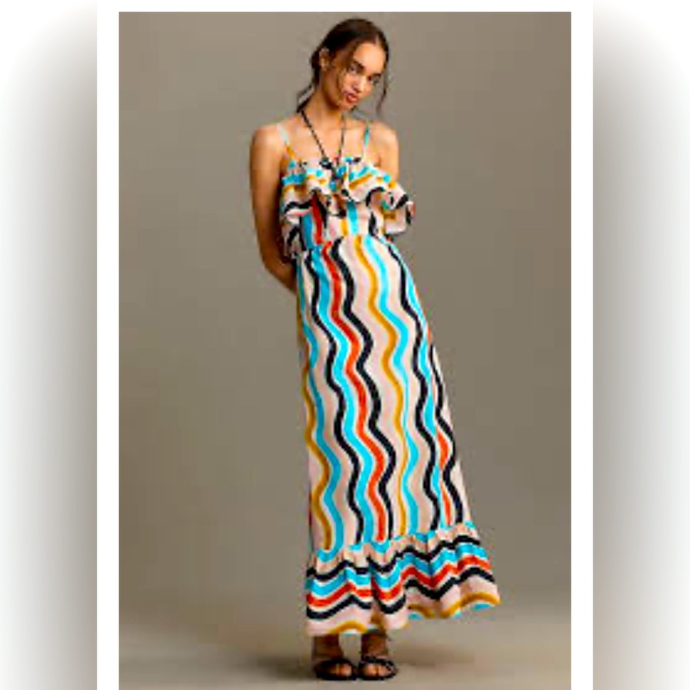 Farm Rio Sleeveless Ruffle Maxi Dress